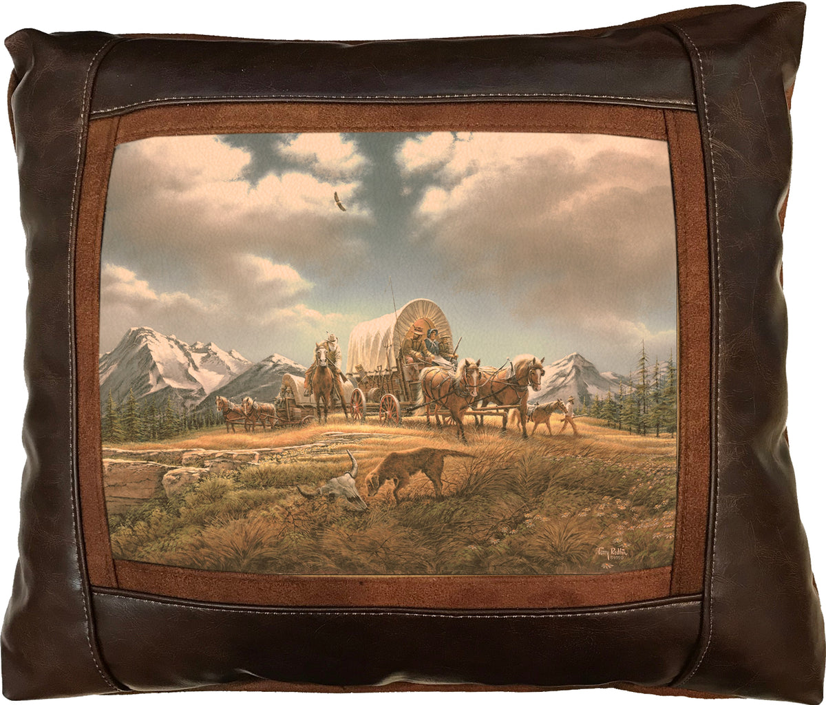 O Beautiful for Spacious Skies - 15" x 17"  Leather Pillow