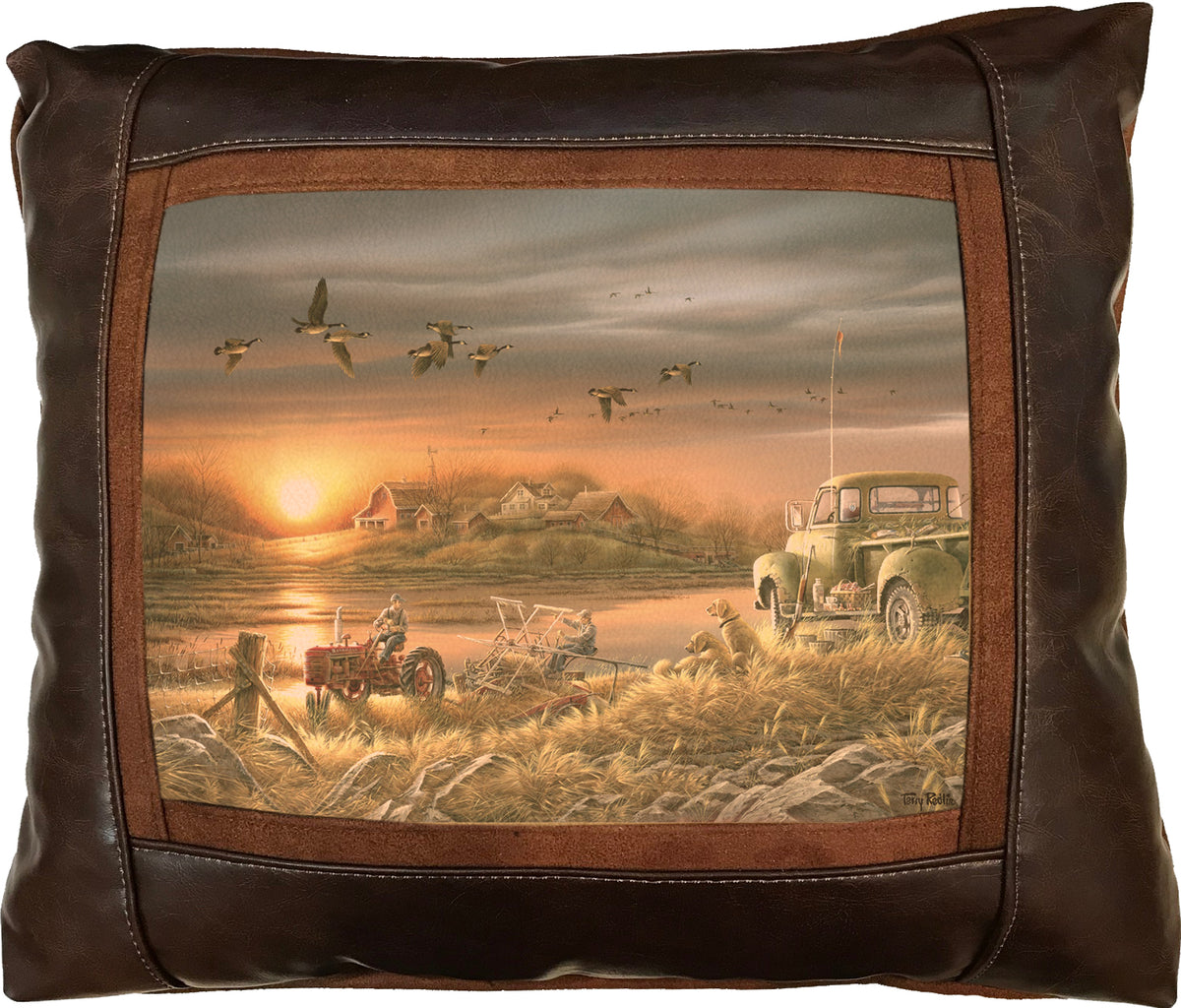 Patiently Waiting - 15" x 17"  Leather Pillow