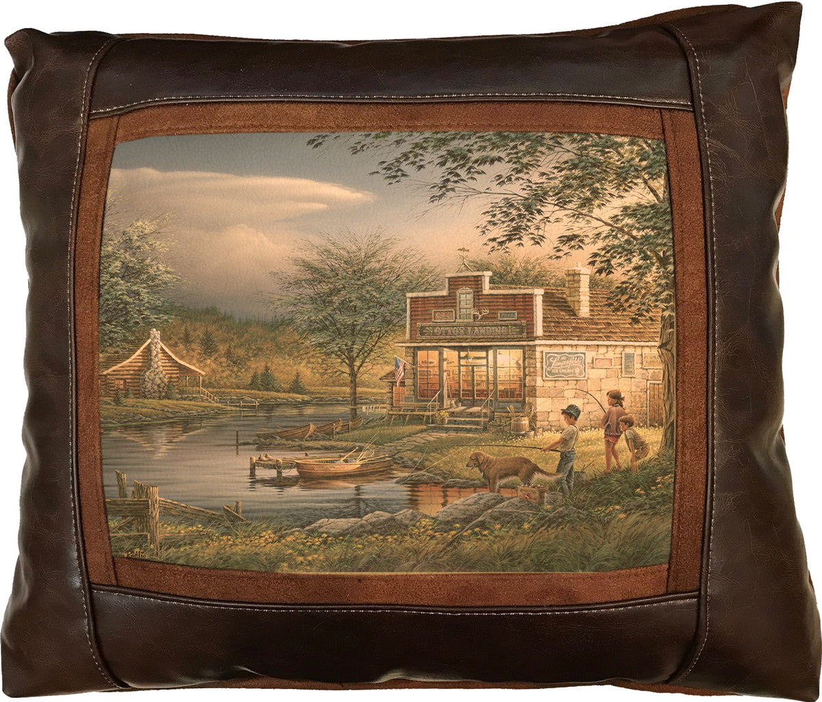 Summertime - 15" x 17"  Leather Pillow
