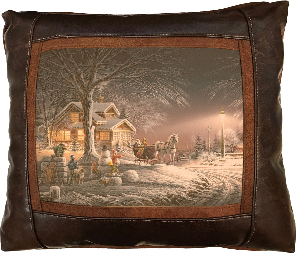 Winter Wonderland - 15" x 17"  Leather Pillow