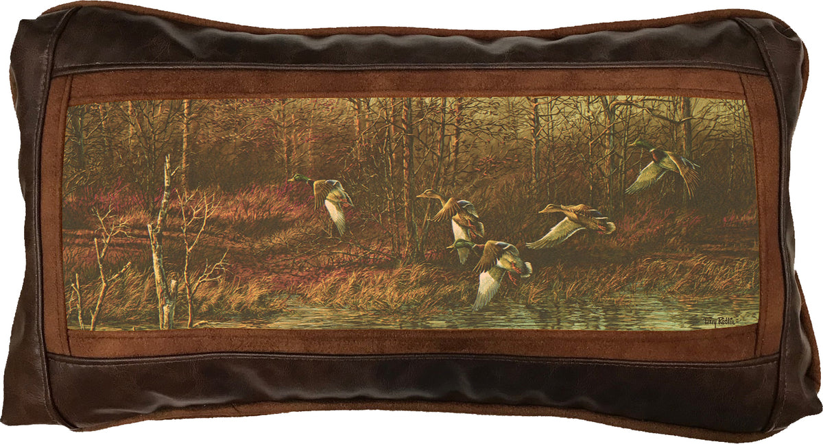 Apple River Mallards - 10" x 18" Leather Pillow