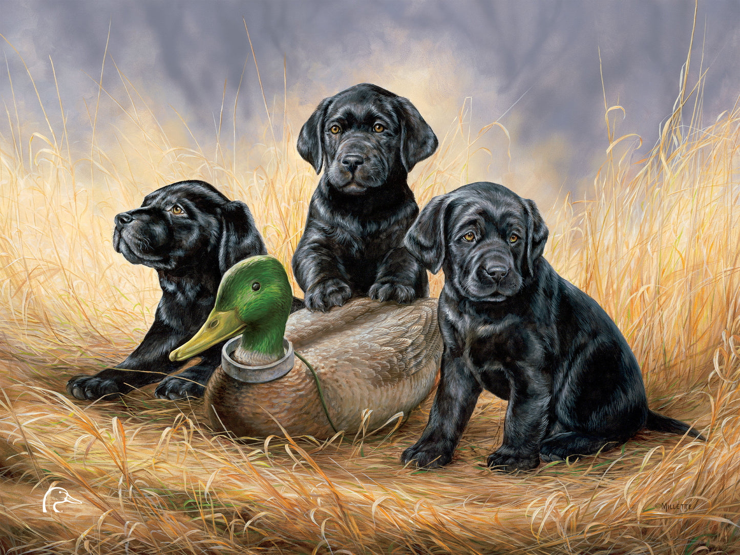 Ready for Class - Black Lab Puppies Limited Edition Canvas - Official Ducks Unlimited Art