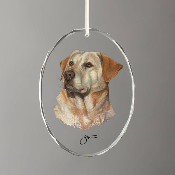Loyal Companion - Yellow Lab - Oval Glass Ornament