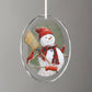 Snowman & Friends - Oval Glass Ornament