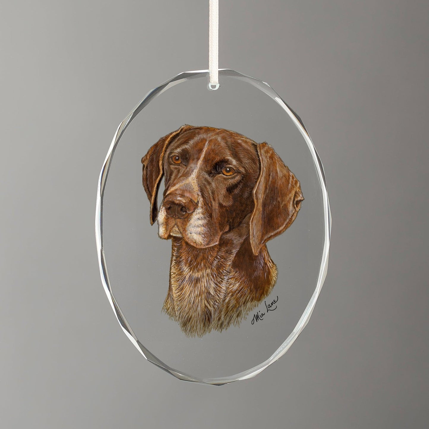 German Shorthair Pointer - Oval Glass Ornament