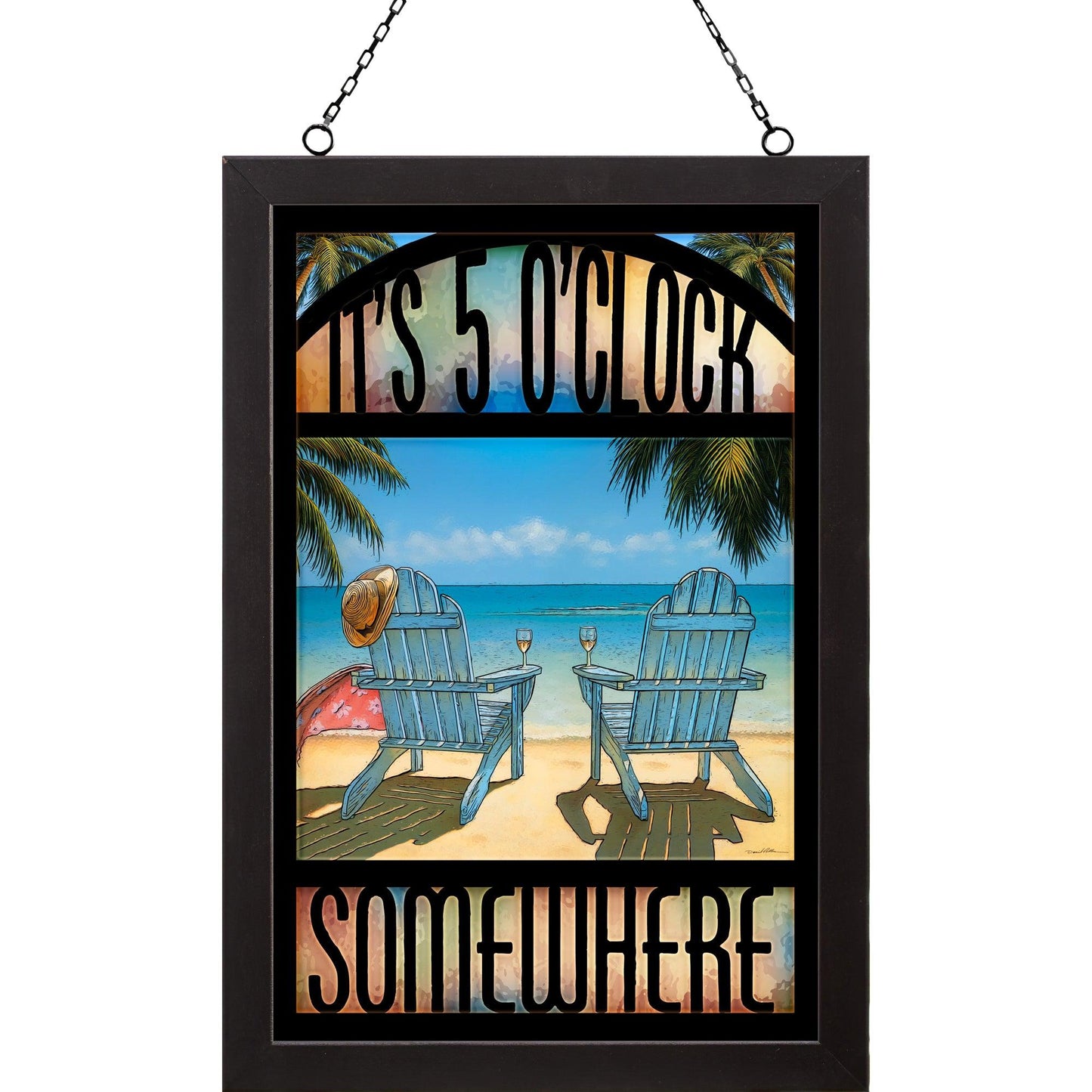 It's 5 O'Clock Somewhere - 20" x 14" Stained Glass Art