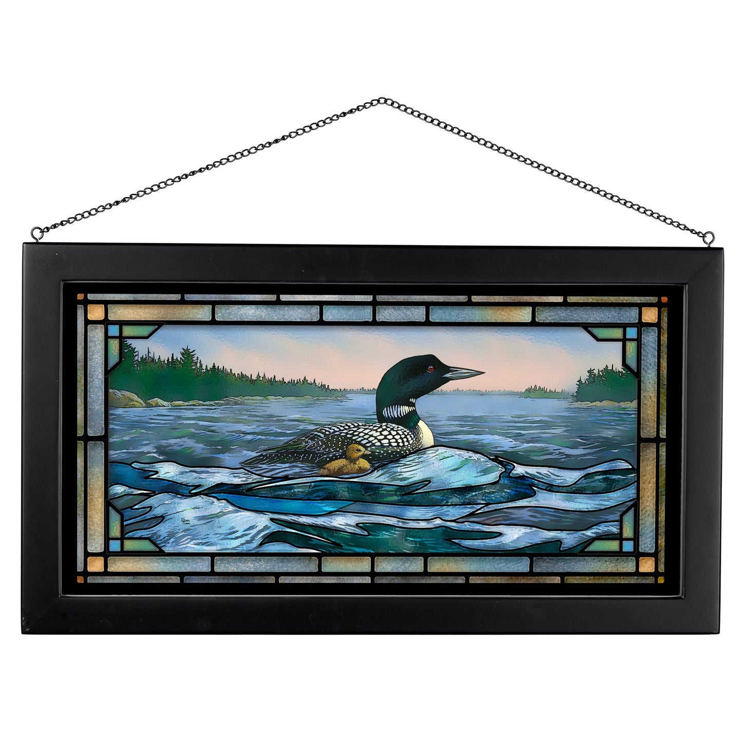 Rough Water - Loons - Stained Glass Art