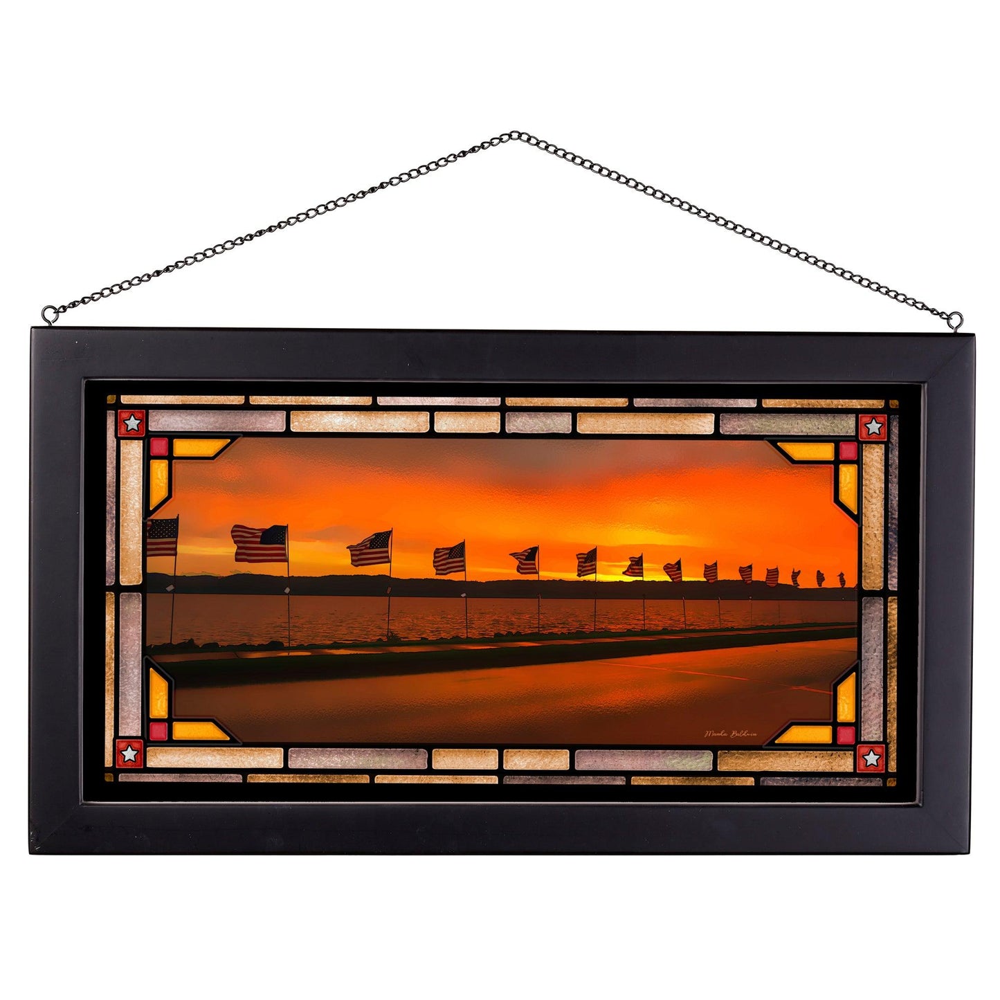 Flag Valor Sunset - Stained Glass Art