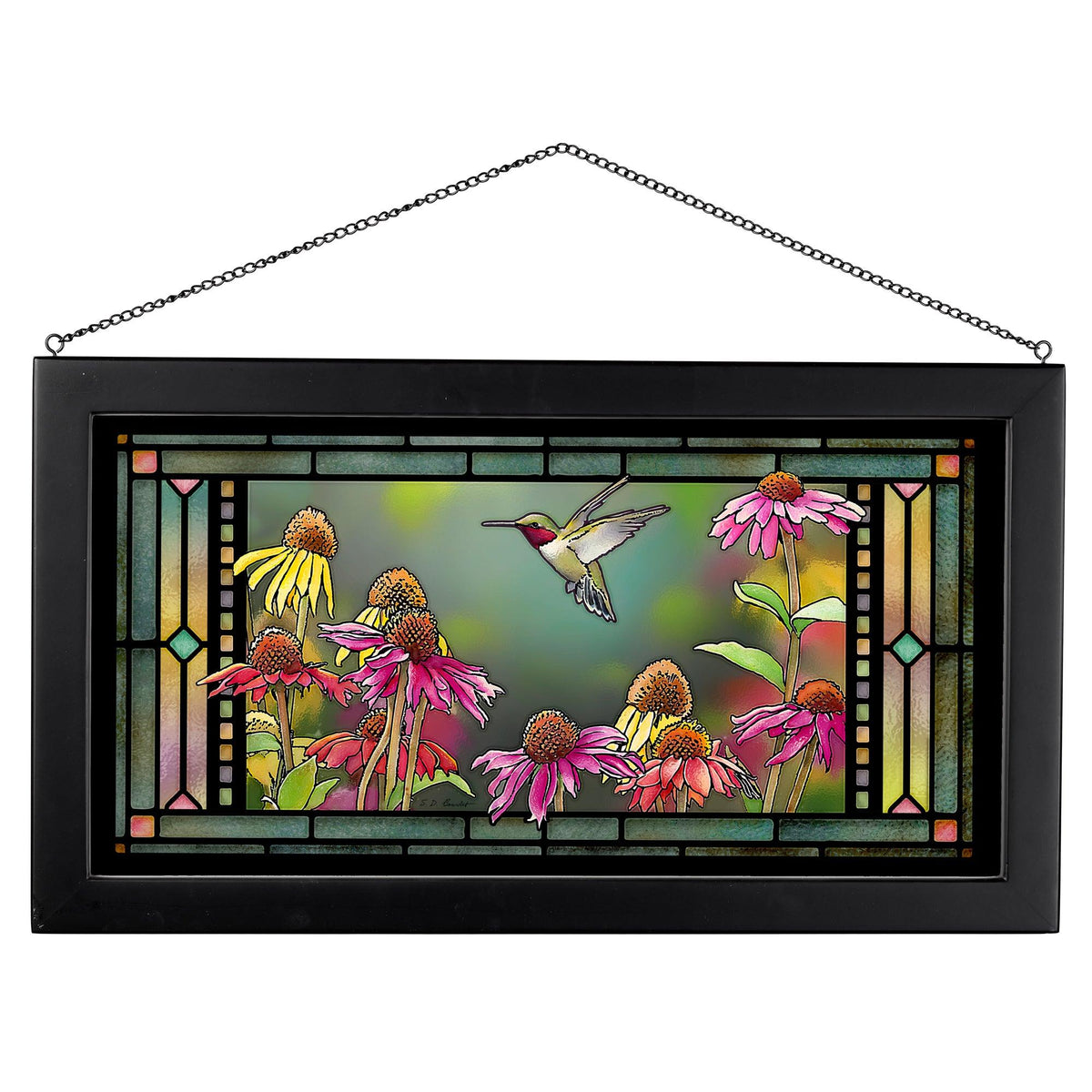 Ruby in Echinacea - Stained Glass Art