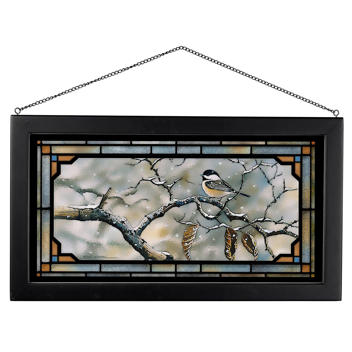 Resolve to Winter - Chickadee - Stained Glass Art