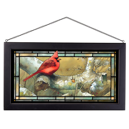 Cardinal on Sycamore - Stained Glass Art