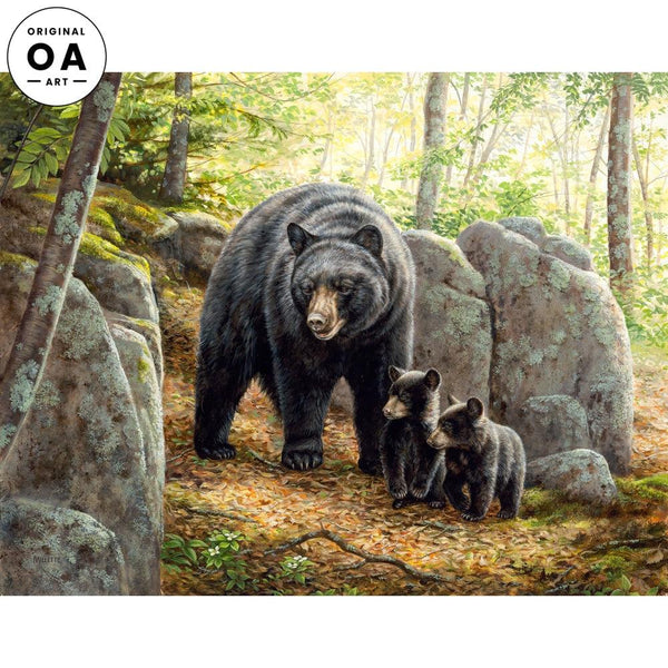 Northwoods Springtime - Black Bears - 22" x 28" Original Acrylic Painting