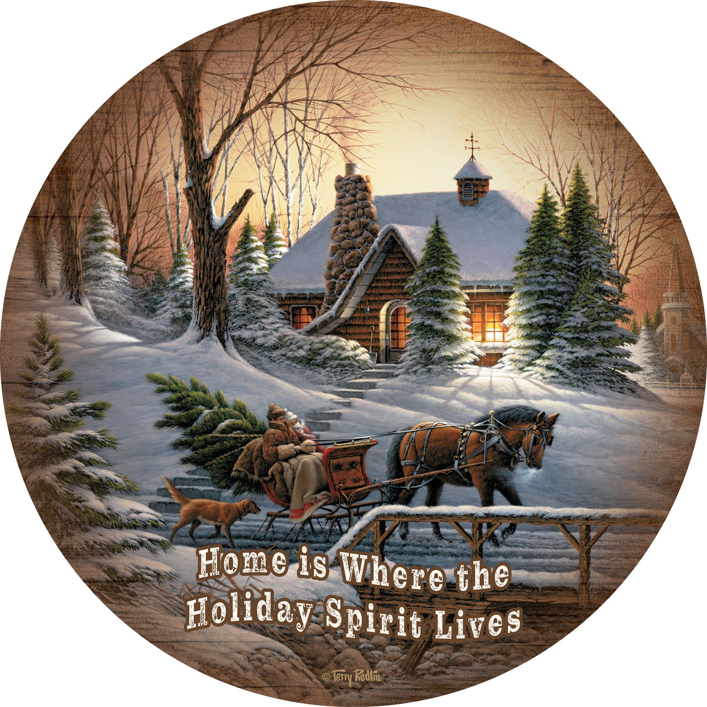 Heading Home - 12.5" Round Wood Sign