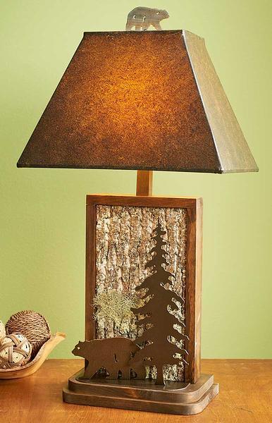 Bear & Tree Bark - Table Lamp