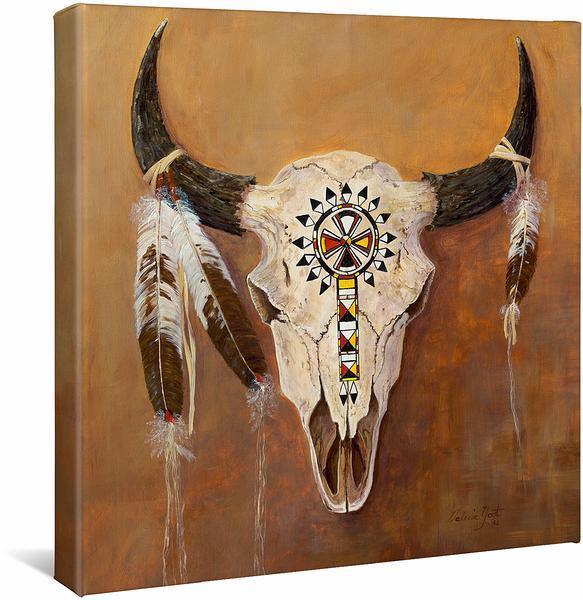 Big Medicine - Bison Skull - 14" x 14" Gallery Wrapped Canvas