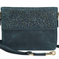 Leather Shoulder Clutch Blue - Handbag