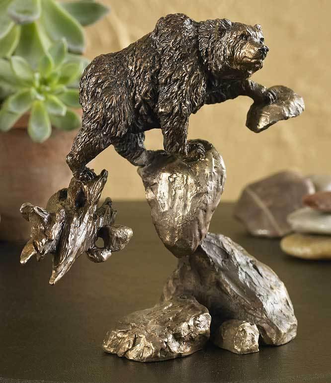 Bear on Rock - 8" x 8" Bronze Sculpture