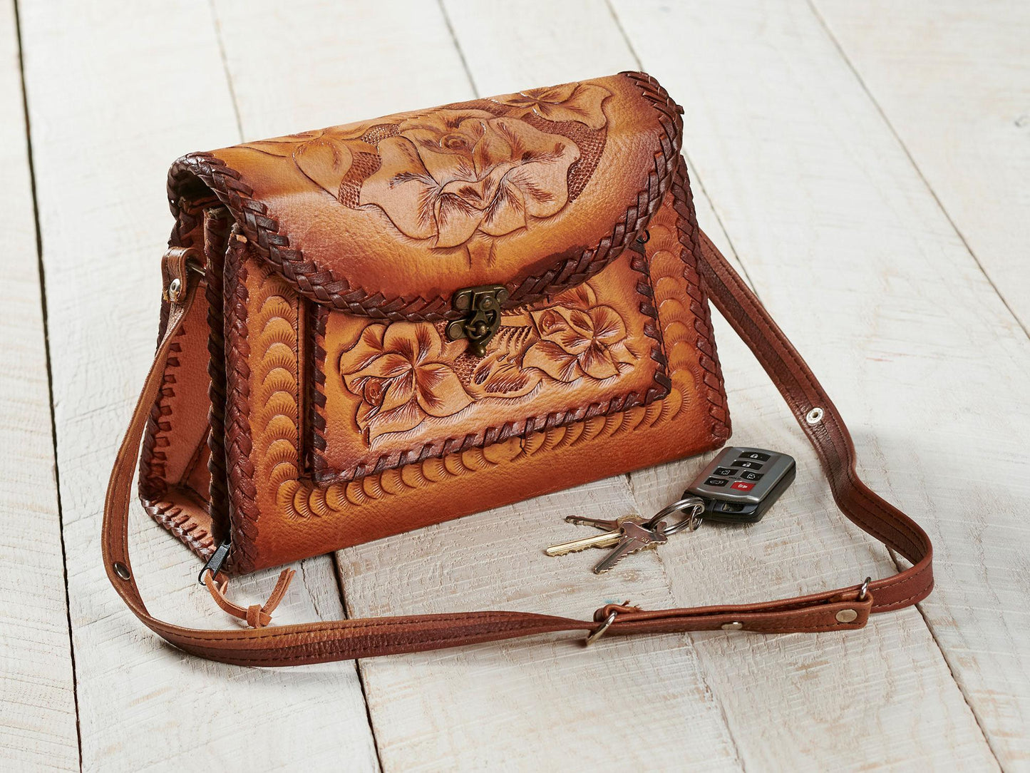 Leather Floral - Handbag