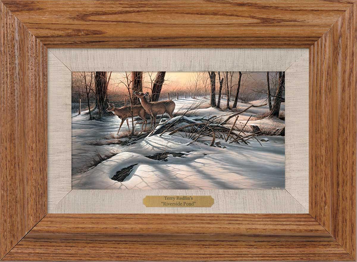 Browsing—Whitetail Deer - 5.25" x 9.25" Framed Oak Collage