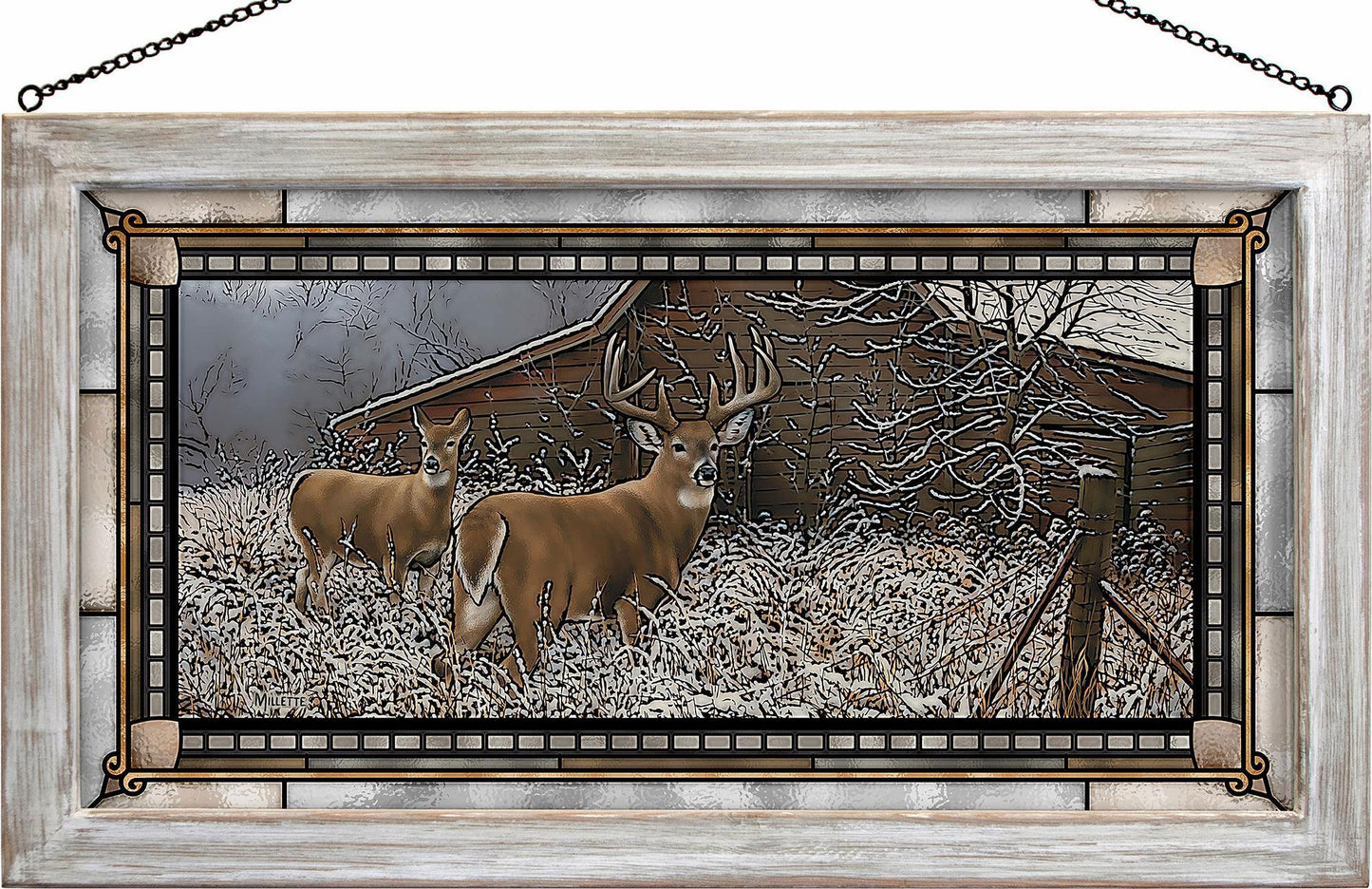 Chance Encounter - Whitetail Deer - Stained Glass Art