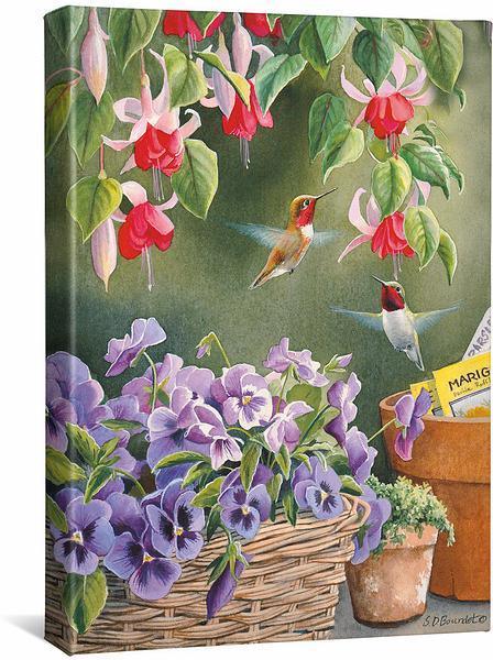 Garden Delight - Hummingbirds - 18" x 13" Gallery Wrapped Canvas