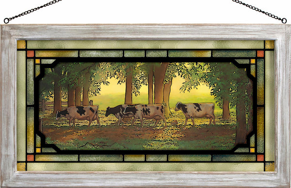 Heading Home - Cows - Stained Glass Art