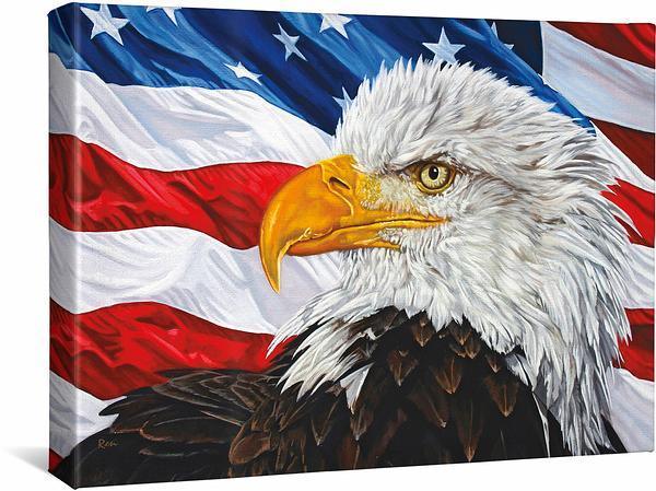 Let Freedom Ring - Bald Eagle - 13" x 18" Gallery Wrapped Canvas