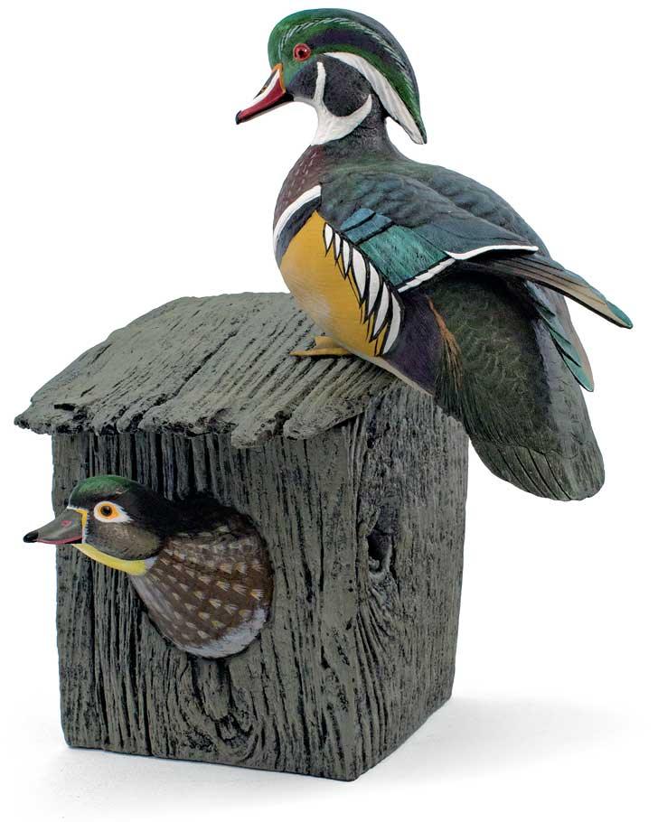 Nesting Wood Duck Pair - Sculpture