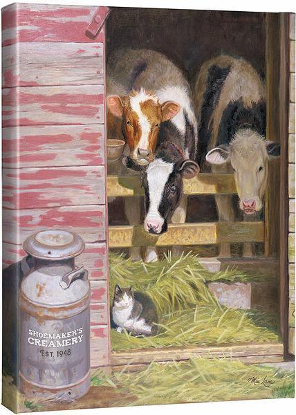 Pen Pals - Dairy Cows - 20.5" x 16" Personalized Wrapped Canvas