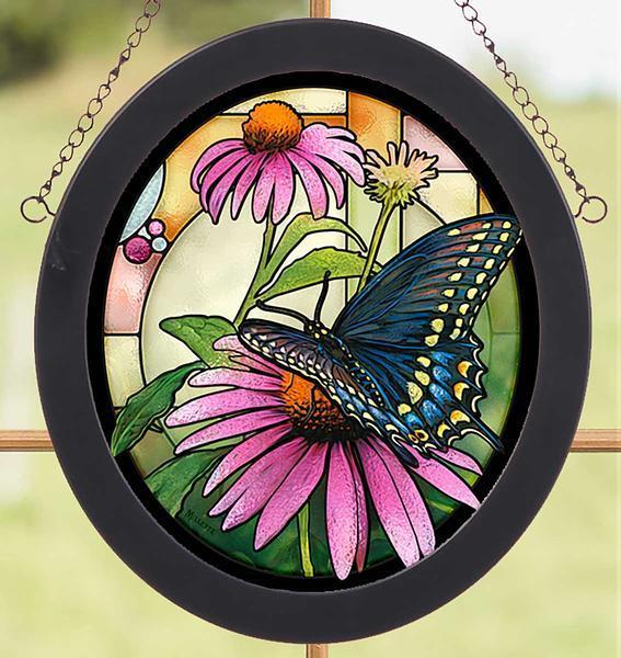 Black Swallowtail - Butterfly - 9" x 8" Stained Glass Art