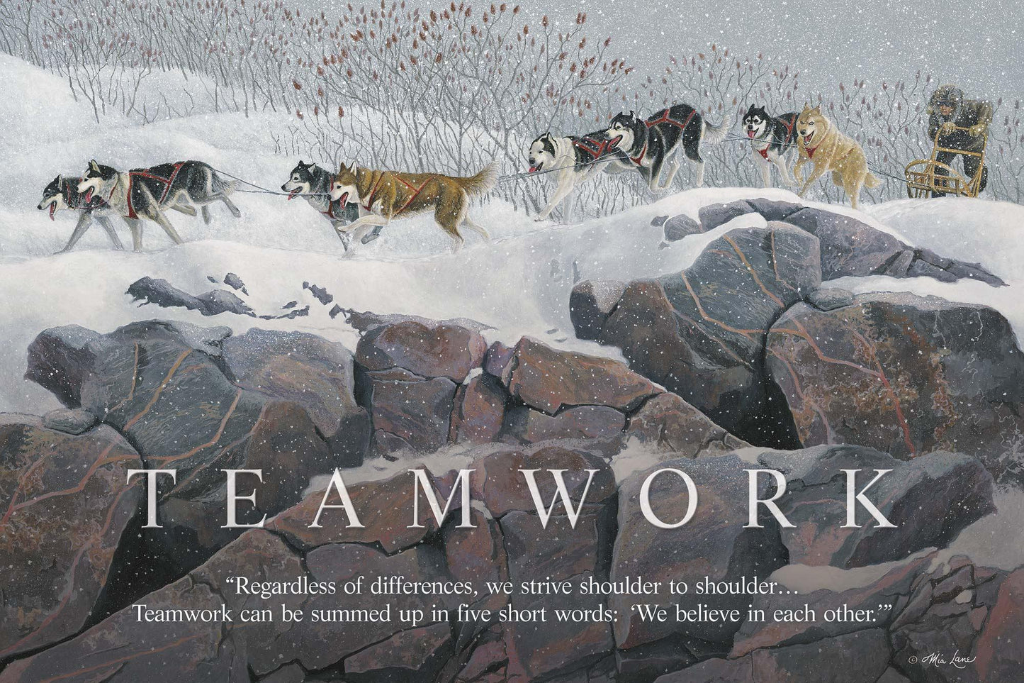 Teamwork—Huskies - 12" x 18" Wood Sign