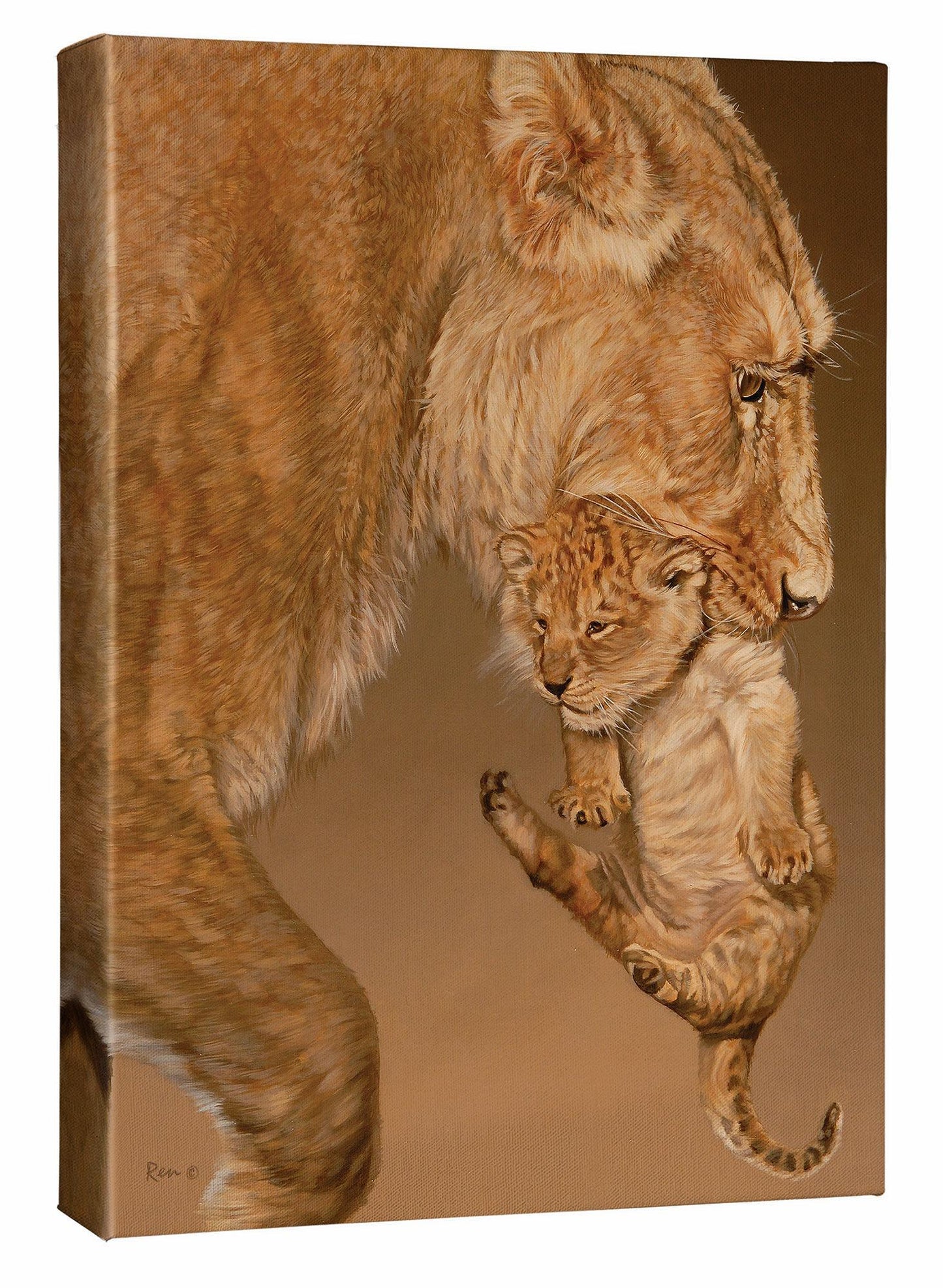 Time Out—Lioness & Cub - 18" x 13" Gallery Wrapped Canvas