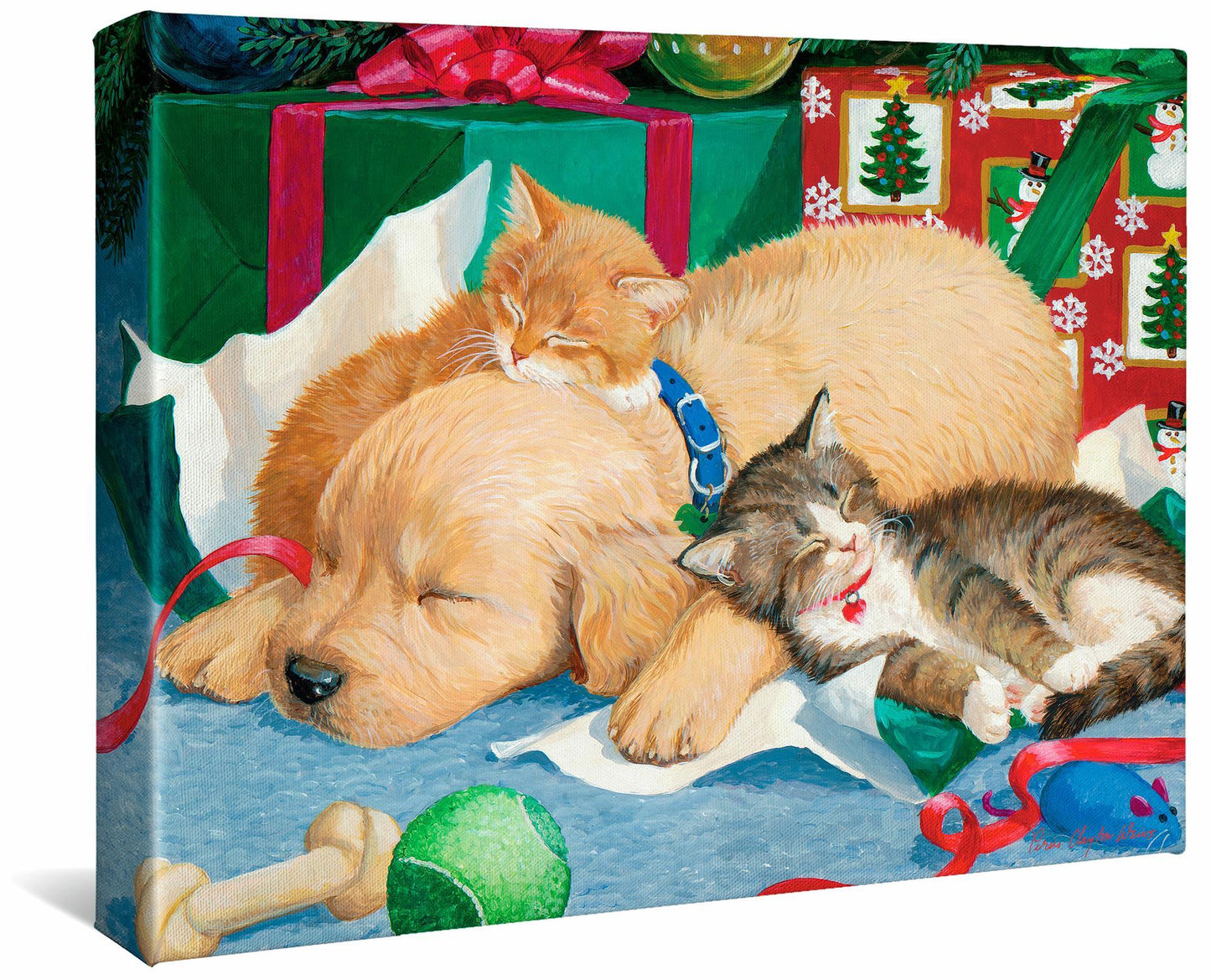 Too Much Fun—Puppy & Kittens - 11" x 14" Gallery Wrapped Canvas