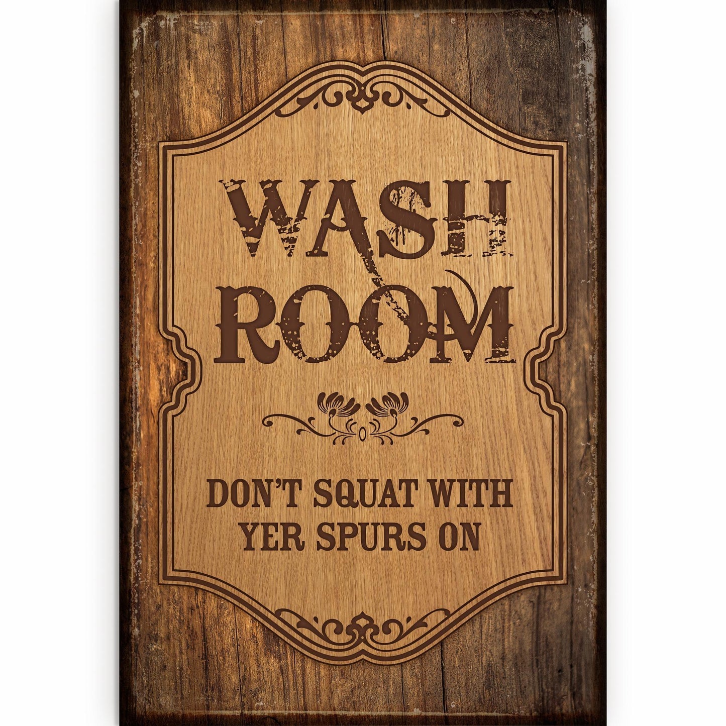 Wash Room - 12" x 18" Wood Sign