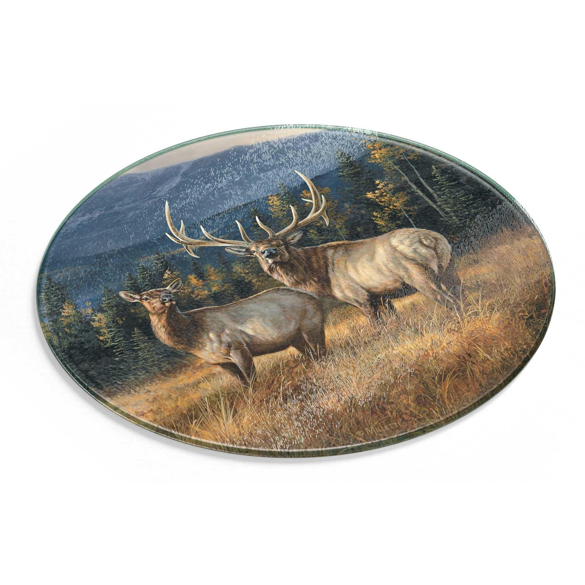 Autumn Gold—Elk Round Cutting Board - Wild Wings