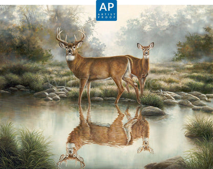 Tranquil Waters—Whitetail Deer; Artist Proof Edition (AP) Master Artisan Canvas - Wild Wings