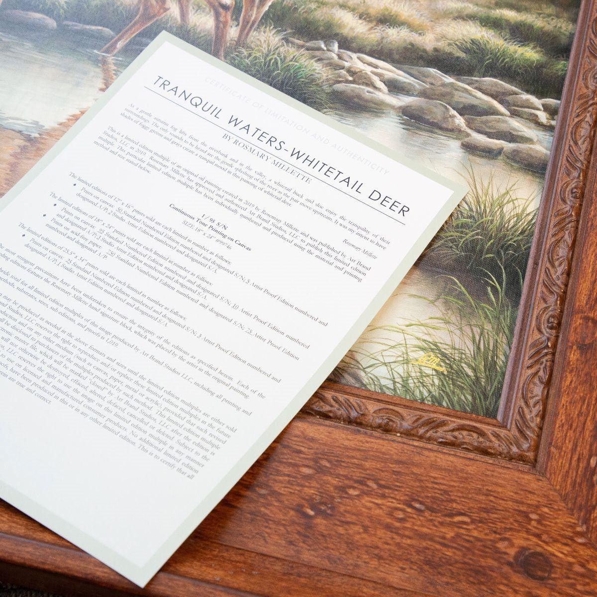 Tranquil Waters—Whitetail Deer; Standard Numbered Edition (SN) Master Artisan Canvas - Wild Wings