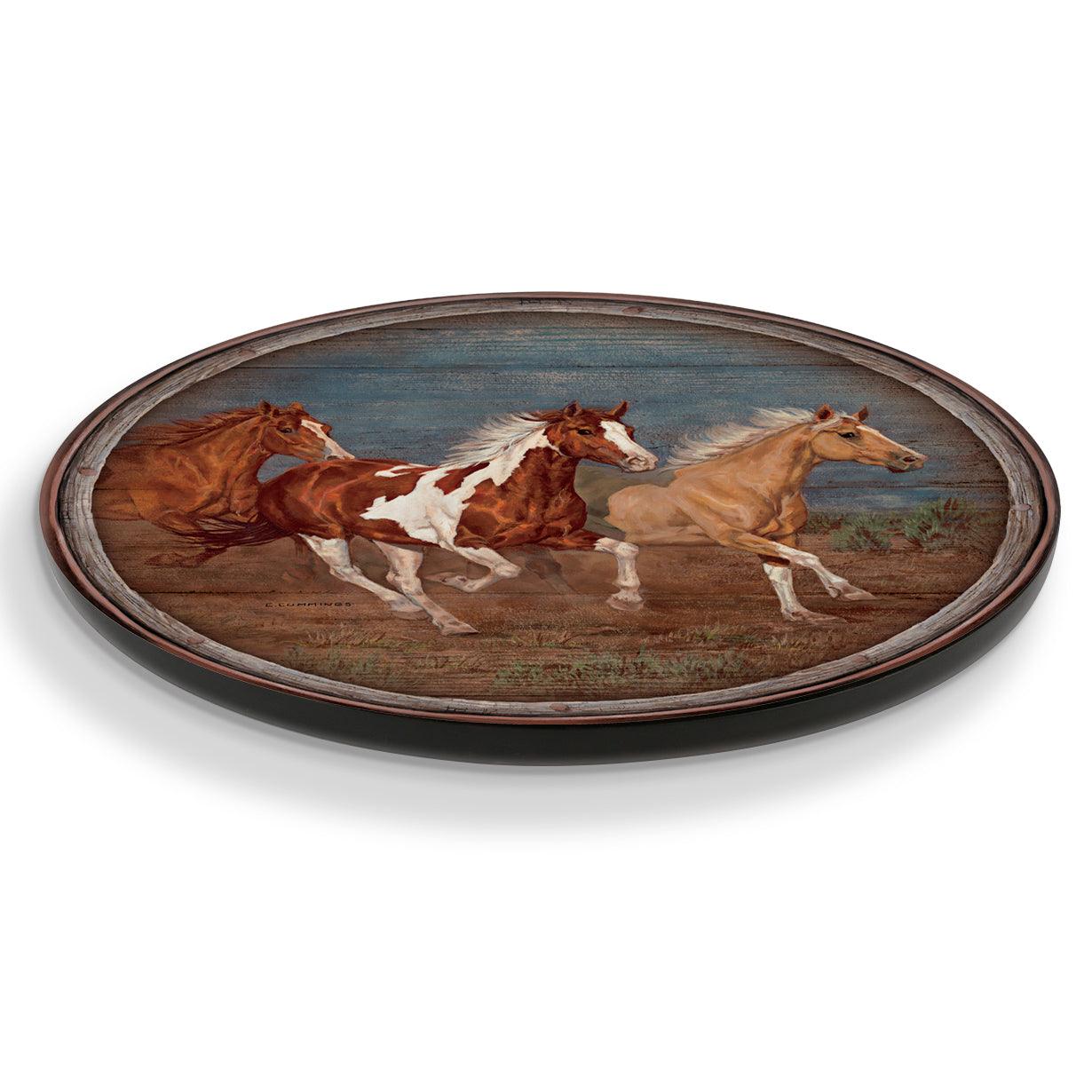 Modoc Run - Horses Lazy Susan Turntable - Wild Wings