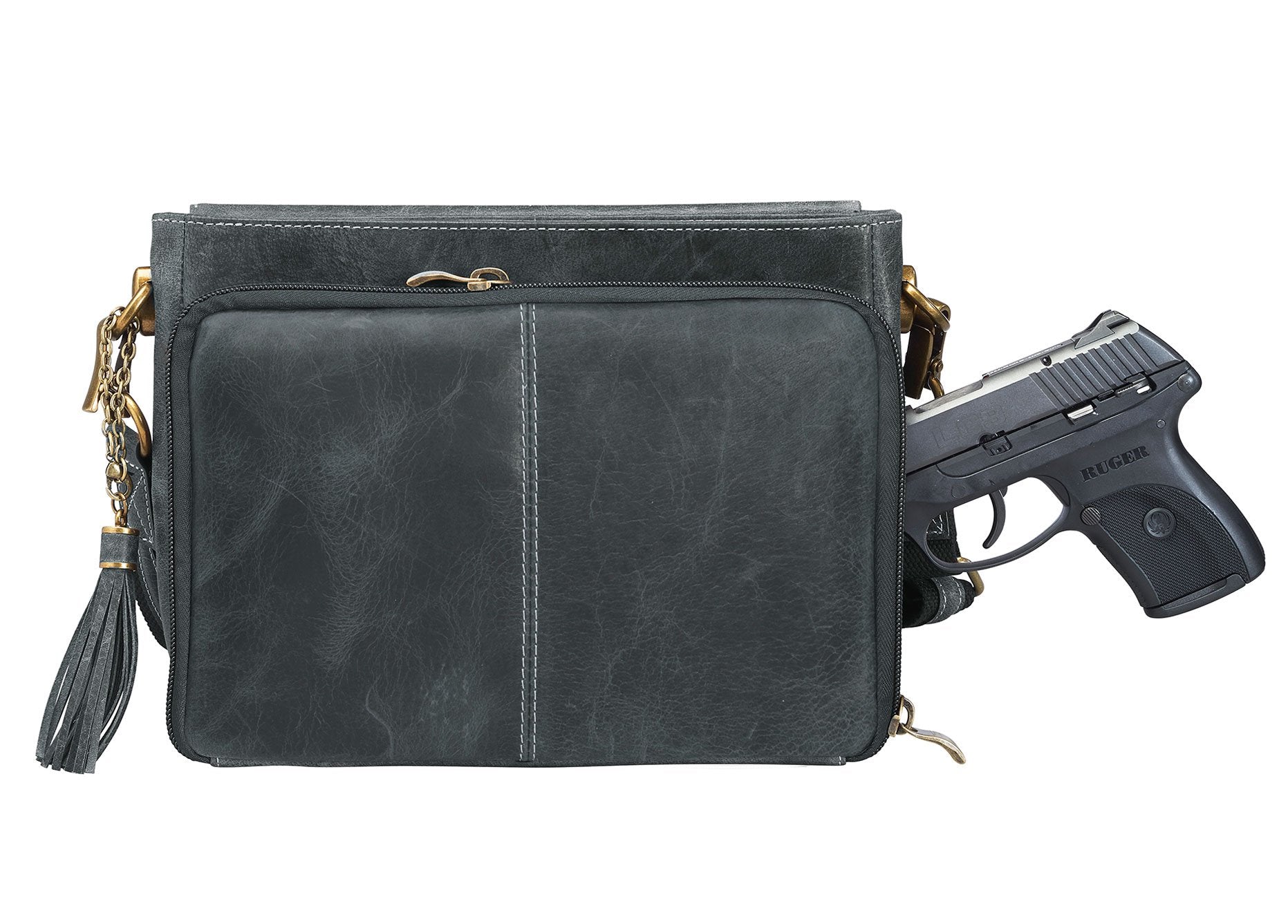 Leather Shoulder Clutch—Gray Handbag - Wild Wings