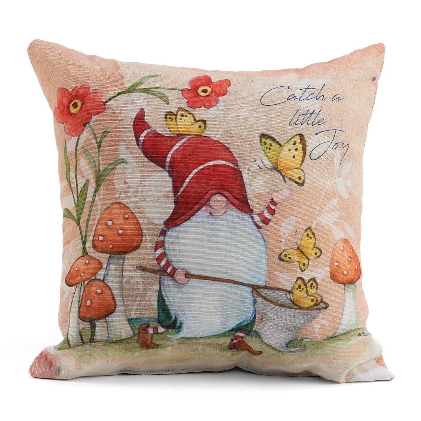 Floral Patch Gnomes Decorative Pillow - Wild Wings