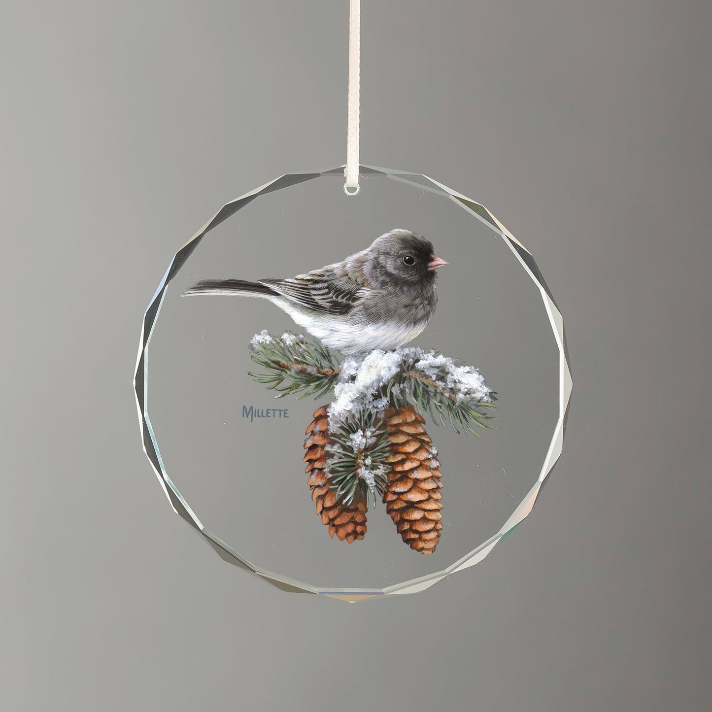 Winter Gems - Junco Round Glass Ornament - Wild Wings