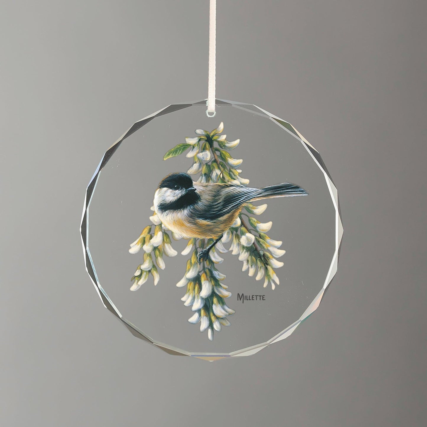 Springtime Jewels - Chickadee Round Glass Ornament - Wild Wings