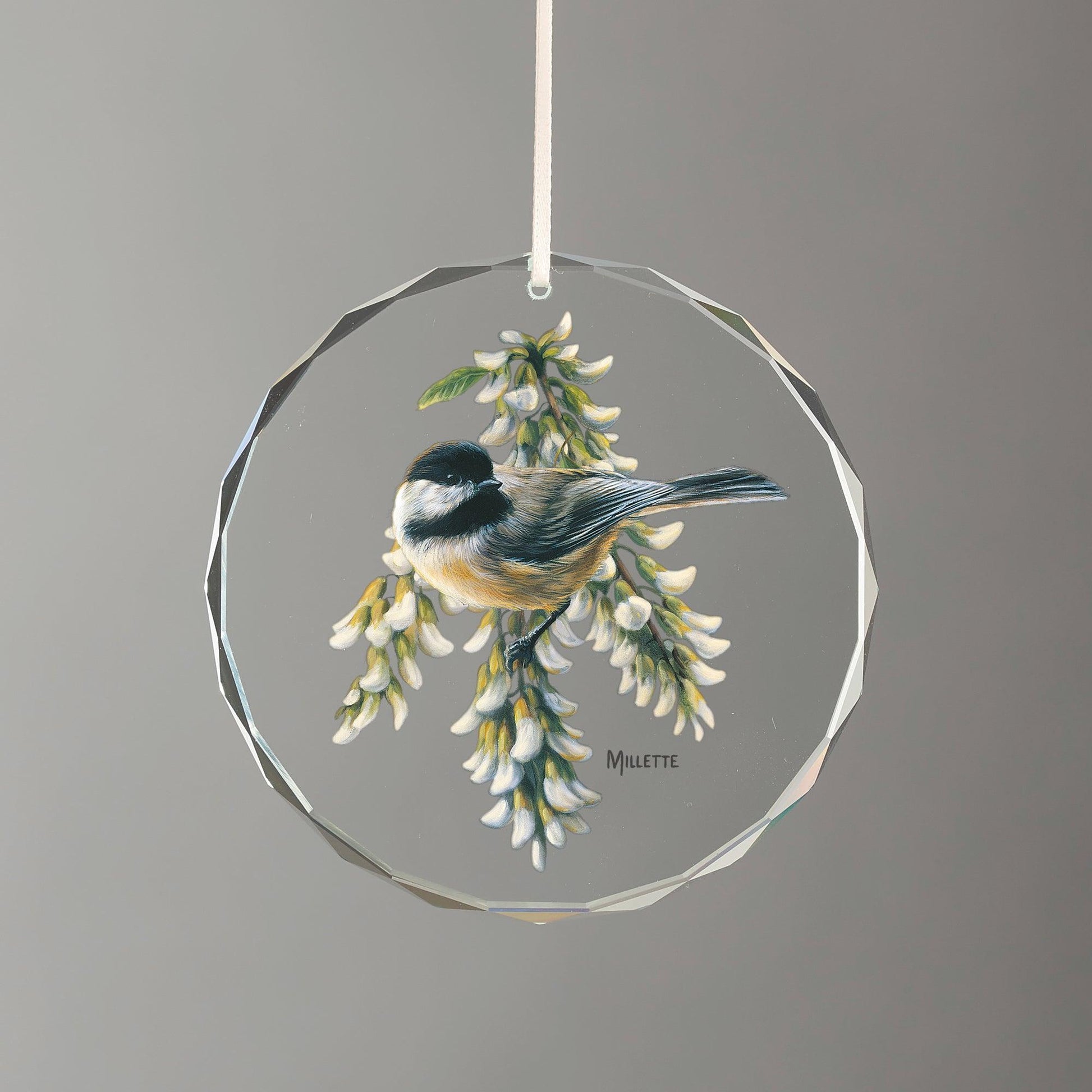 Springtime Jewels - Chickadee Round Glass Ornament - Wild Wings