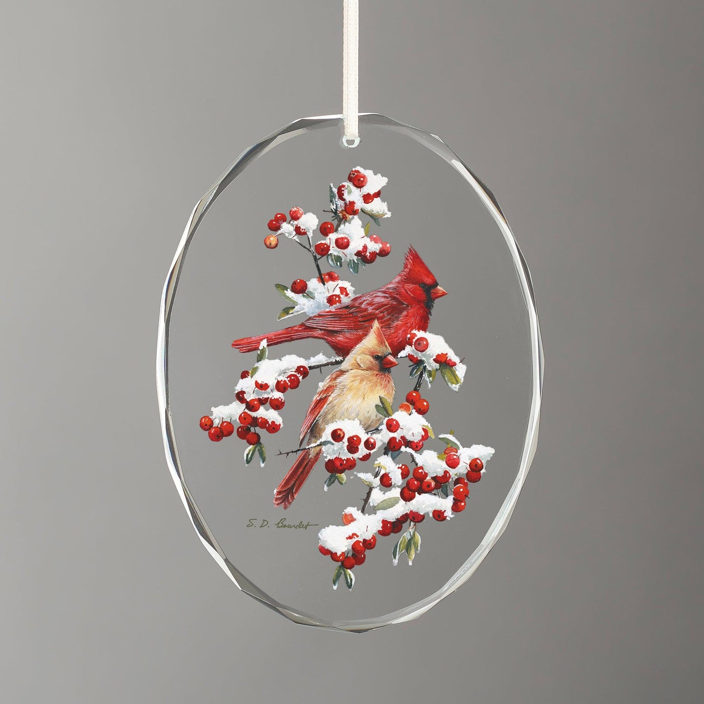 Winter Jewels - Cardinals Oval Glass Ornament - Wild Wings