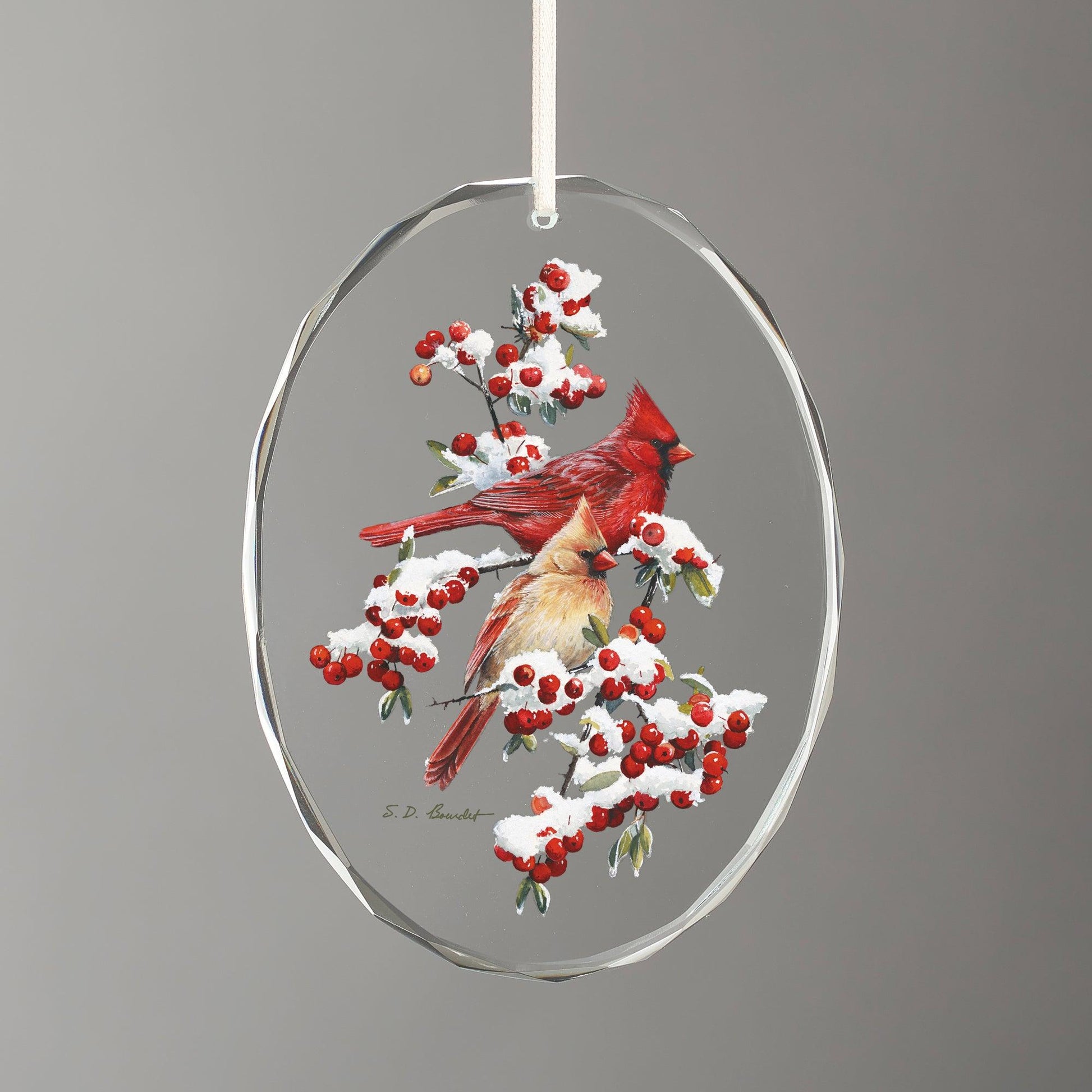 Winter Jewels - Cardinals Oval Glass Ornament - Wild Wings