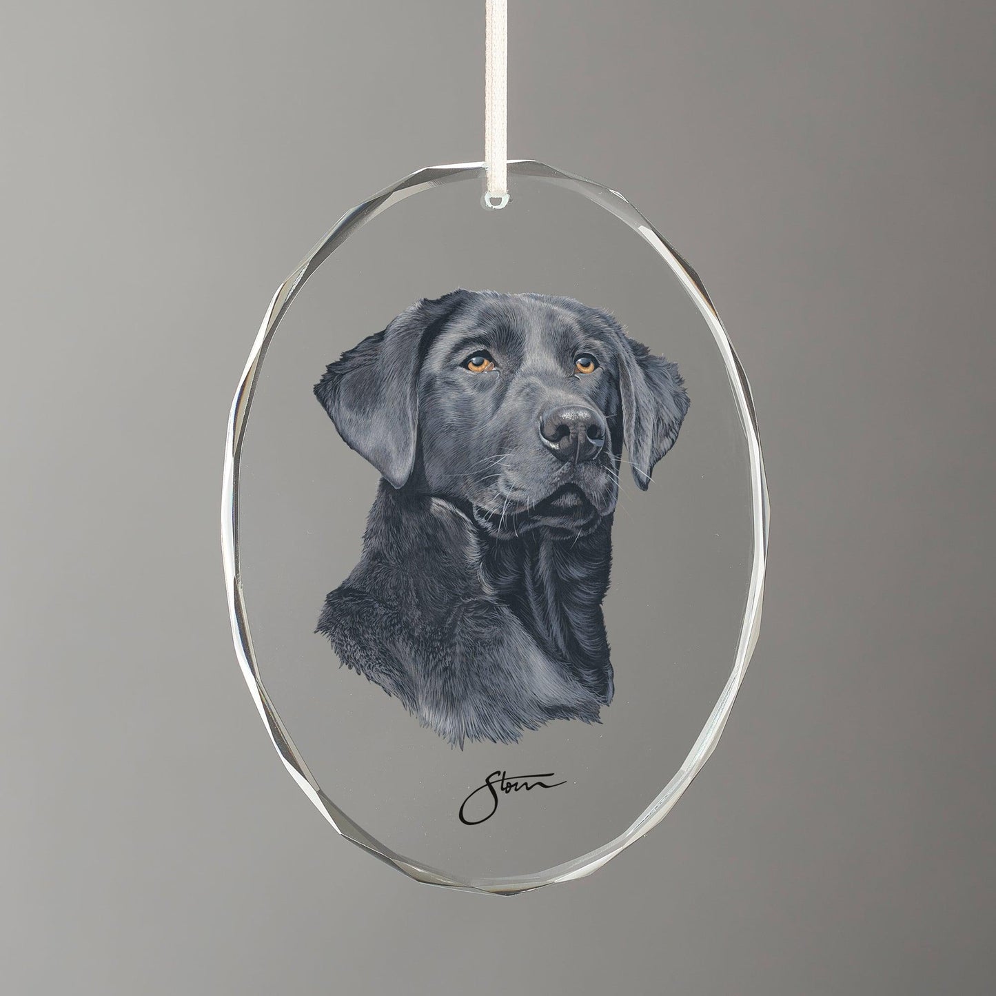 Loyal Companion - Black Lab Oval Glass Ornament - Wild Wings