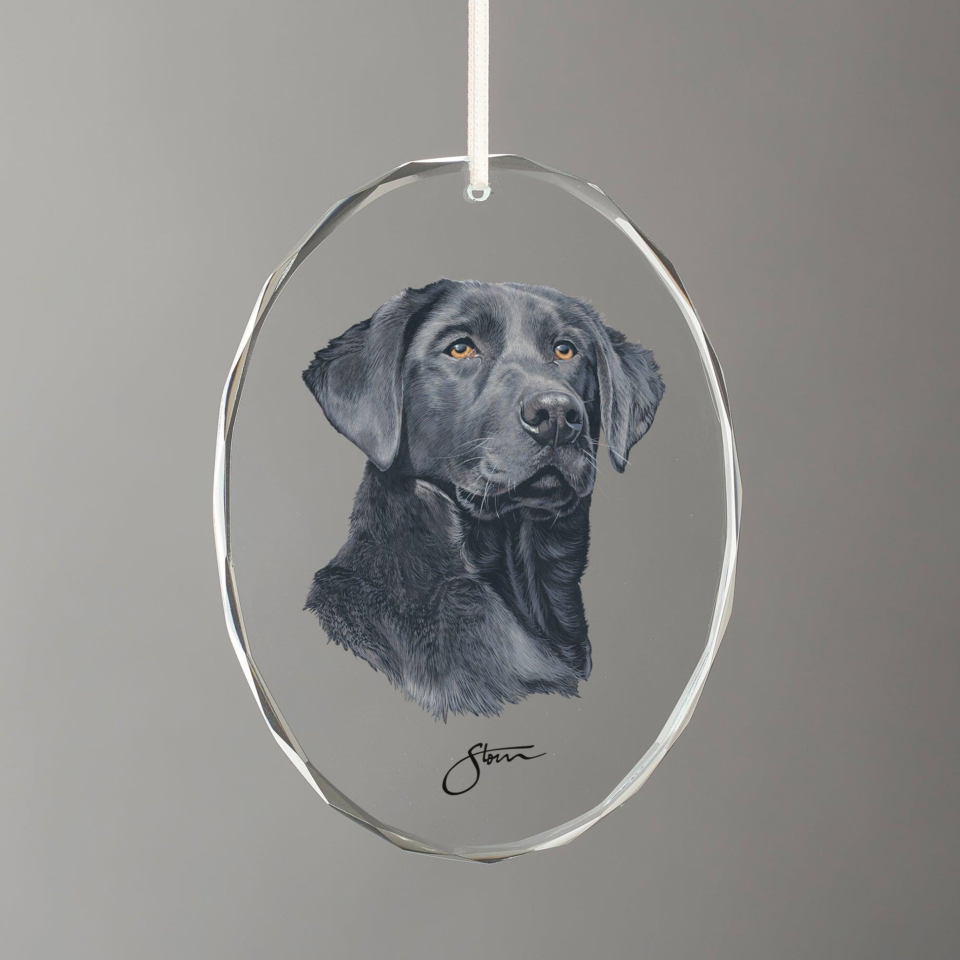 Loyal Companion - Black Lab Oval Glass Ornament - Wild Wings