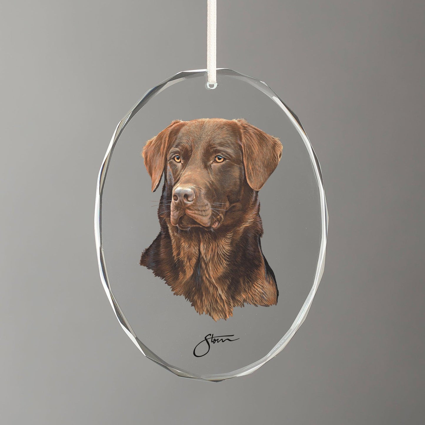 Loyal Companion - Chocolate Lab Oval Glass Ornament - Wild Wings
