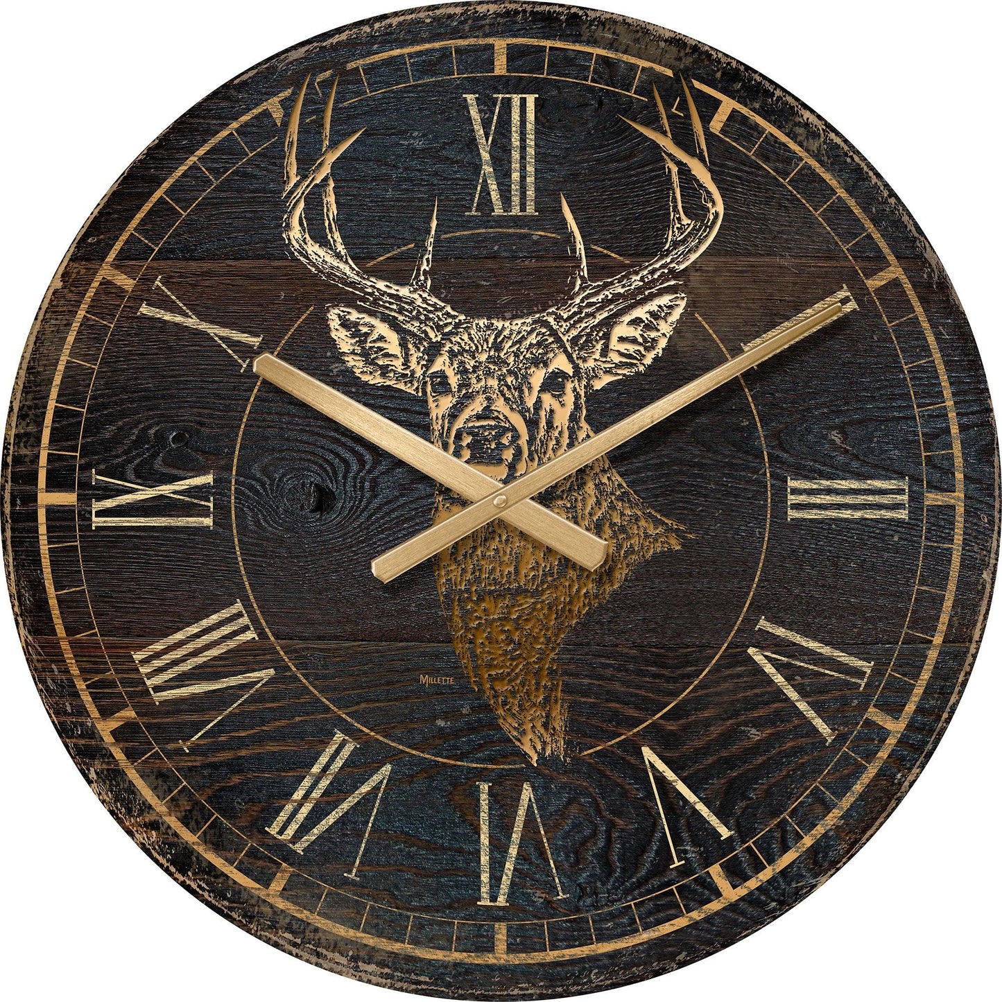Deer Bust 21" Round Clock - Wild Wings