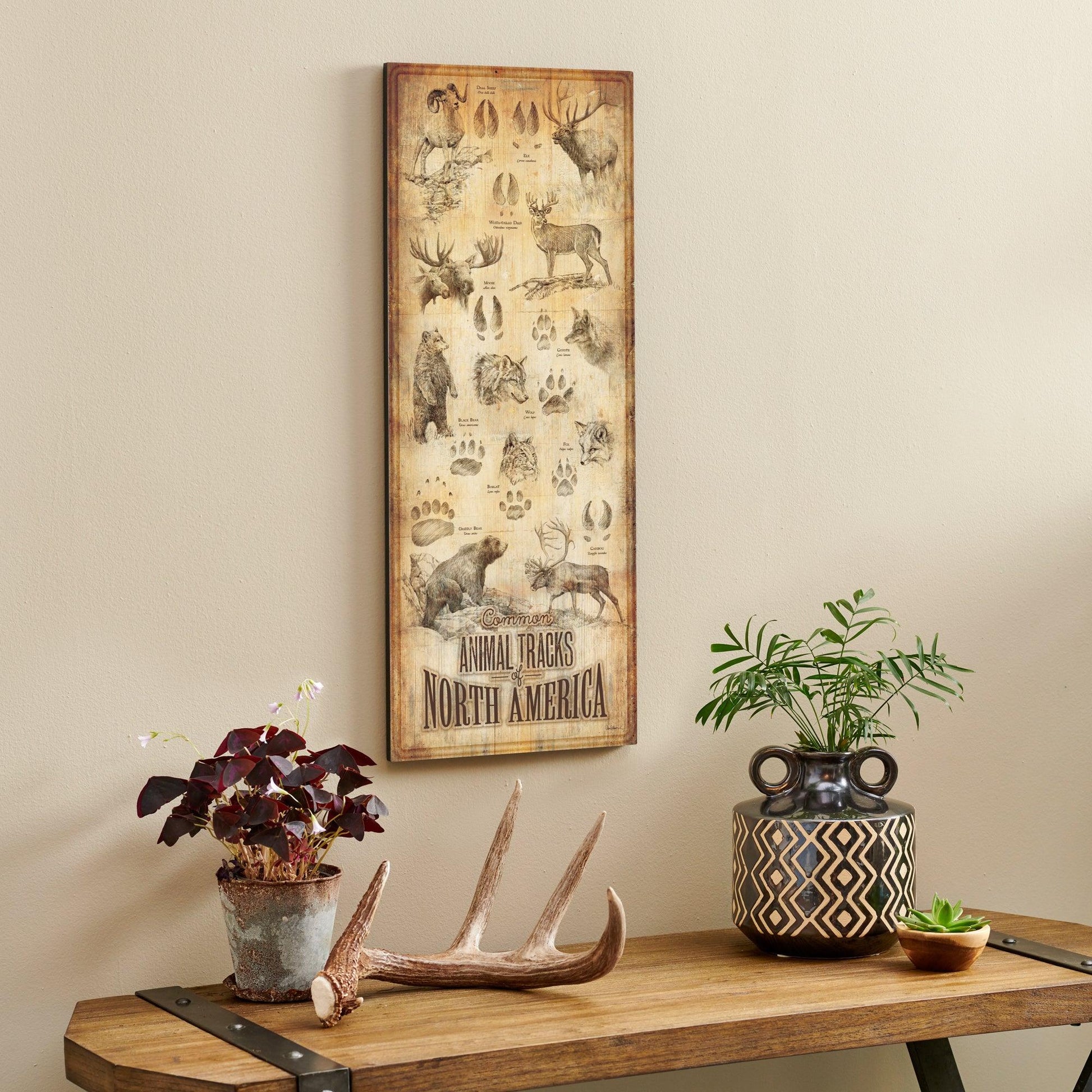 Animal Tracks of North America 12" x 30" Wood Sign - Wild Wings